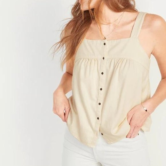 Old Navy Tops - Old Navy Women's Sleeveless Button-Front Twill A-Line Top New